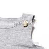 Newest Cute Plaid Wood Button Decorated Grey Sleeveless Cool Cotton Baby Boy Rompers thumbnail-3