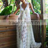 2016 Hot Slae Lace Dress Sexy Summer Beach Cover Up White Sleeveless Hollow Out Long Beach Dresses MX-AU102 thumbnail-1