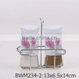 2pcs Glass Spice Jar in a Metal Rack