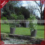 S&D Cheap& High Quality New Style PE Blow Molding Round Grey Wicker Laxury Rattan Plastic Flower Pot / Planter thumbnail-4