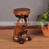 Thailand Style Wood Carved Panda Chair, Panda Shape Design Handcarved Little Chair (BF01-X1173) thumbnail-6