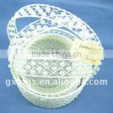 Round white wire decorative with pearl wedding baskets with handle