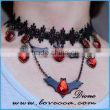 Party decoration unique designs bat black lace halloween choker necklace