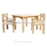 Children's Furniture Solid Beech Wood Kids Table and Chair Set of 3 Natural Varnish Used Kids Table and Chairs thumbnail-2