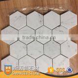 Large Size Hexagon Mosaic White Carrara 73x73 mm on Mesh thumbnail-1