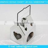 BSCI Audit Factory Plating Silver Ceramic House Hollowed-out Hanging Light, Candle Lantern thumbnail-3