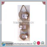 Three Hanging Rustic Wooden Heart Rope Photo Picture Frame 6 x 4" Wood NEW thumbnail-1