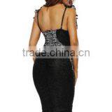 Sexy Midi Women Bodycon Lace Spaghetti Strap Floral Evening Club Party Dress thumbnail-4