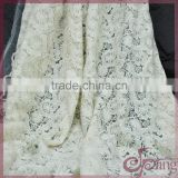 Off-white flower cotton embroidered fabric, mesh fabric lace for dress, blouse, tops