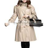 Lastest Butter Touch PU Long Jacket,popular Faux Leather Wind Coats for Lady thumbnail-1
