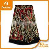 Bestwaytex FL0049 In Royal Blue Color French Cord Lace Silk Chiffon Fabric With Shiny Sequins thumbnail-5