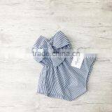 Cotton Fabric Newborn Baby Clothes Off Shoulder Korean Designers Baby Romper thumbnail-3