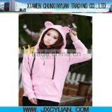 Hot Sale Fashion Hoodie Plain With Ears for Women and Girls PINK thumbnail-1