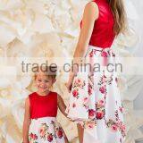 Red Floral Print Mother And Daughter Family Look Maxi Size Baby Tutu Dress Long Dress thumbnail-2