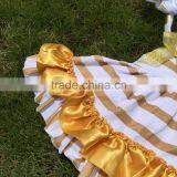 Hot Golden Stripe Swing Top Sets Newborn Girl Clothes Kids Swing Top Sets With Necklace and Headband thumbnail-4