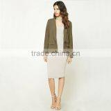 Ladies Office Open Front Dropped Lapels Longline Silhouette Blazer Coat thumbnail-2