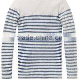 White Blue Stripe Letter Pattern Cotton Men Pullover Sweater thumbnail-2