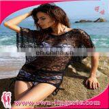 Women lace Mesh Dress sexy Lace Beach Dress-Top Bikini