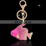Wholesale Promotional Cheap Fashion Decorative Metal Rhinestone Crystal Valentine Goldfish Key Ring for Gift Giving MCA-0065 thumbnail-1