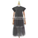 Patchwork Mesh Casual Dress Women Summer Fashion Clothes thumbnail-1