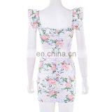 Slim Fit Bodycon Sexy Low-cut Floral Print Women's Princess Sleeve Dresses Women Dress thumbnail-5