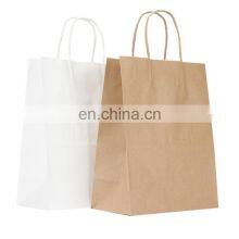 Free Samples OEM Manufacturer High Quality Food Grade Customized Printing Logo Takeaway White Kraft Paper Shopping Bags for Food