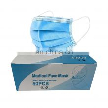 3 Ply Disposable Protective Design Facemask with High Filtration Mascarillas Blue Color Cleaning Room Face Masks