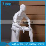 Glossy White Sitting Male Mannequin thumbnail-3
