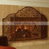 Provincial Fireplace Screen/iron-decor Iron Screen/Five Panel Scroll Fire Screen