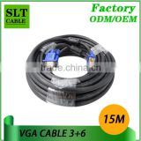 Shenlantuo Wholesales Price 15Pin 3+6 VGA Cable Male to Male 15M VGA Cable for Multimedia