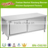 Commercial Stainless Steel Kitchen Cabinet With Sliding Doors And Backsplash BN-C01 Quality Choice thumbnail-2