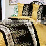 white floral polyester satin bedding set bed in a bag set