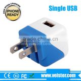 High quality! 5v 1a Double-Color US Plug Folding USB AC Home Wall Charger for Samsung Apple iPhone
