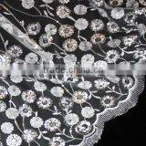 Organza Colorful Litter Sequin Flower Indian Fabric Silk African Fabric CL2029-6 White thumbnail-1