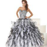 Classic Designer Ball Gown Sweetheart Black and White Sexy Leopard Western Quinceanera Dresses With Detachable Skirt CYQ-004 thumbnail-2