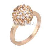 Fashion Women Round Ball Zircon Gold Plated Engagement Ring for Couples thumbnail-1