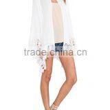 Ladies Fashion Clothing Girls White Beach Cardigan With Lace Details SYA15007 thumbnail-3