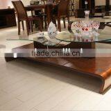 S Shape Glass and Wooden Coffee Table S125 thumbnail-1