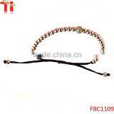 Black Macrame Braided Bracelets Sterling Silver Crystal Bead thumbnail-2