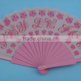 advertising fabric folding fan with painted wooden ribs