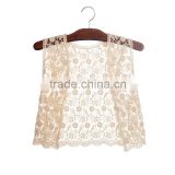2016 cotton kids fashion clothes outerwear lace crochet knit vest for girls unique design waistcoats baby cardigan 1-4 years