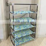 Shoes Storage Rack 4 Tiers Metal Shoes Shelf Organizer Holder Fabric Stand Closet thumbnail-3
