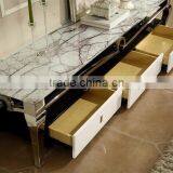 Modern Stone Lowes TV Stand Stainless Steel Legs With Drawer thumbnail-1