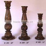 Wood Candle Stand, Hand Carved Wooden Candle Holder, Tall Wooden Candle Holder, Wedding Decoratiion Candle Holder thumbnail-1