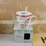 Red Heart Shape Coffee Mug With Spoon in Ceramic thumbnail-1