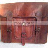 Handmade Vintage Full Flap Pure Goat Leather Briefcase thumbnail-1