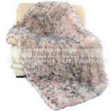 CX-D-73 High Quality Home Use Leopard Print Knitted Fox Fur Real Fur Blanket thumbnail-3