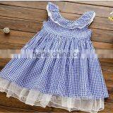 New Fashion Kids Clothing Designer One Piece Dress Bule Plaid Children Princess Summer Dress thumbnail-1