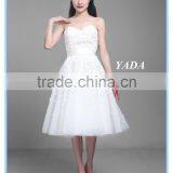 Pretty Off Shoulder Tulle Handmade Appliques Knee Length Wedding Dress thumbnail-5