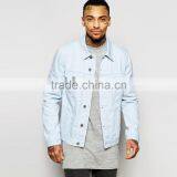 Light Bule Plain Denim Classic Mens Jacket Wholesale Cheap Price thumbnail-1